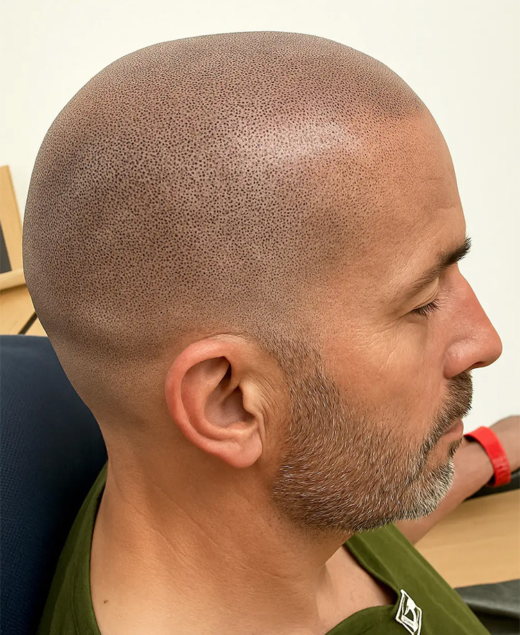 Haar Tattoo Ergebnis – dichter, rasierter Haaransatz nach der Behandlung in Bremgarten